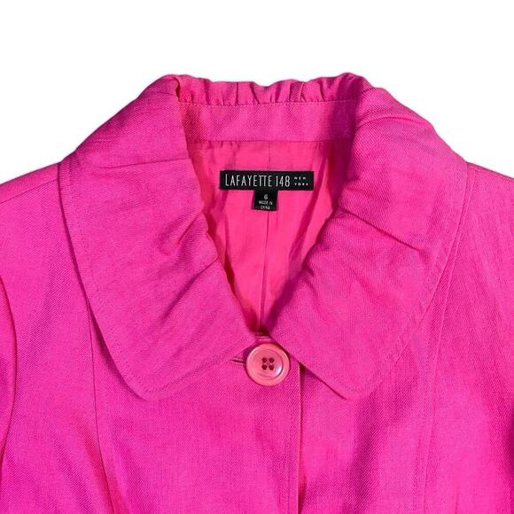 Lafayette 148 Barbie Pink Linen Jacket - 6 - Picture 2 of 4